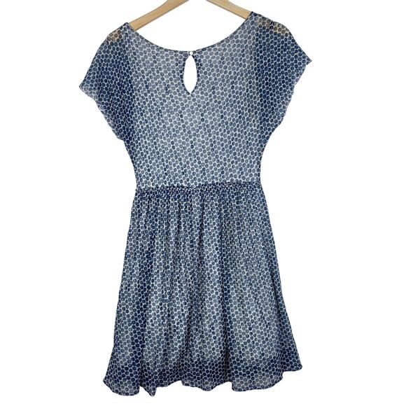 Weston Wear Anthropologie Dress Frothed Dot Blue White Sz S Retro Fit & Flare - Picture 3 of 8
